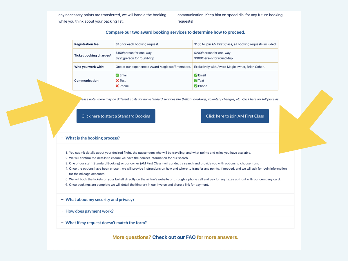 Comparison grid and FAQs